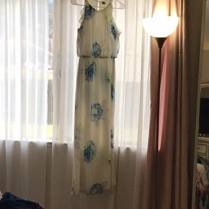 Summer dress with blue flowers.